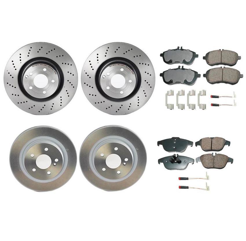 Mercedes Disc Brake Pad and Rotor Kit - Front and Rear (344mm/300mm) (Ceramic) (EURO) 000421141207 - Akebono Euro Ultra-Premium 4122657KIT